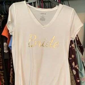White and gold bride shirt